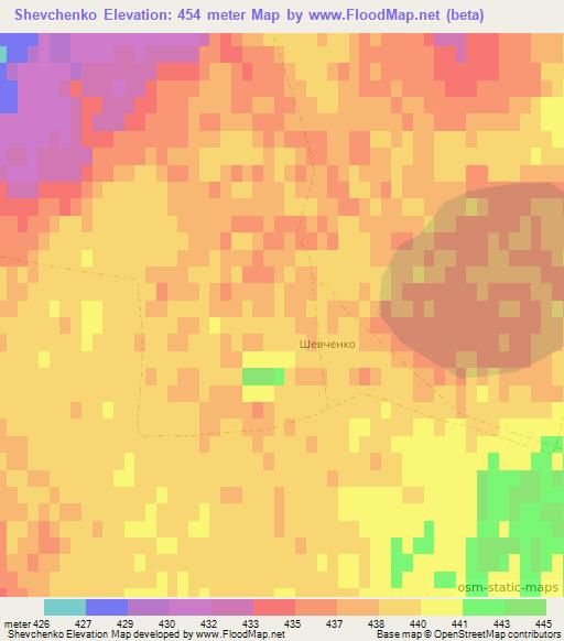 Shevchenko,Kazakhstan Elevation Map