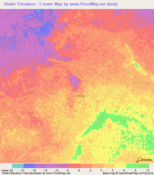 Shebir,Kazakhstan Elevation Map