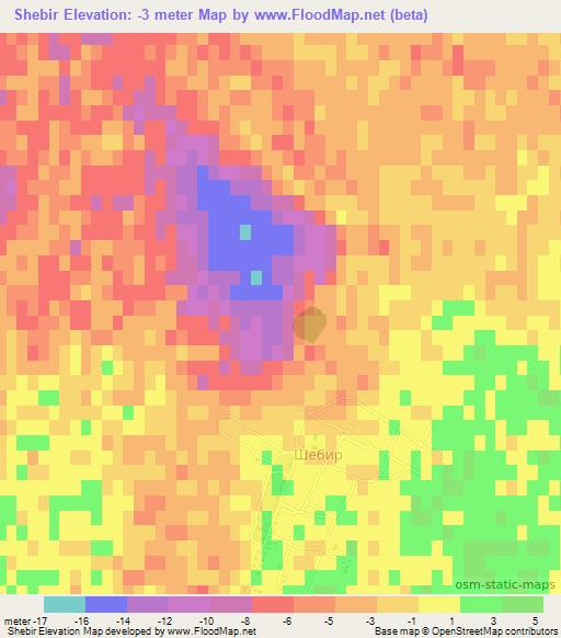 Shebir,Kazakhstan Elevation Map
