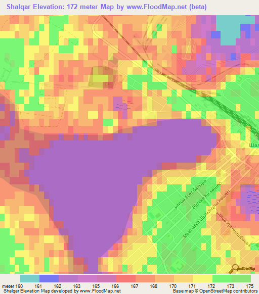 Shalqar,Kazakhstan Elevation Map