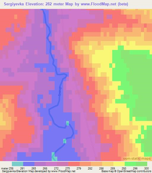 Sergiyevka,Kazakhstan Elevation Map
