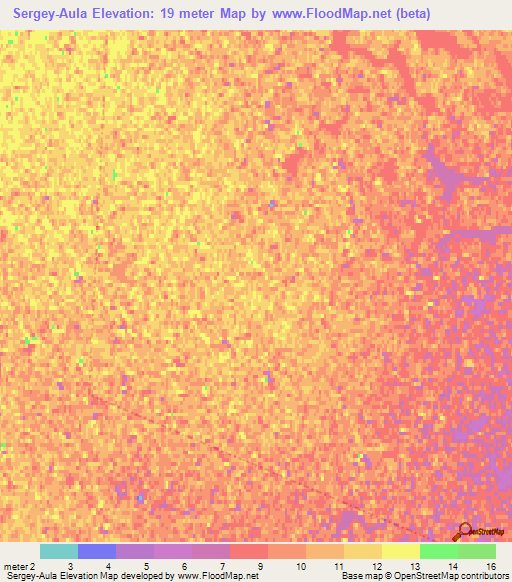 Sergey-Aula,Kazakhstan Elevation Map