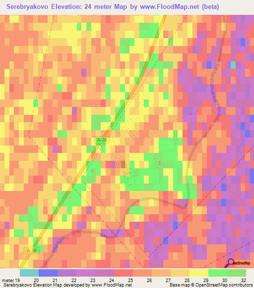Serebryakovo,Kazakhstan Elevation Map