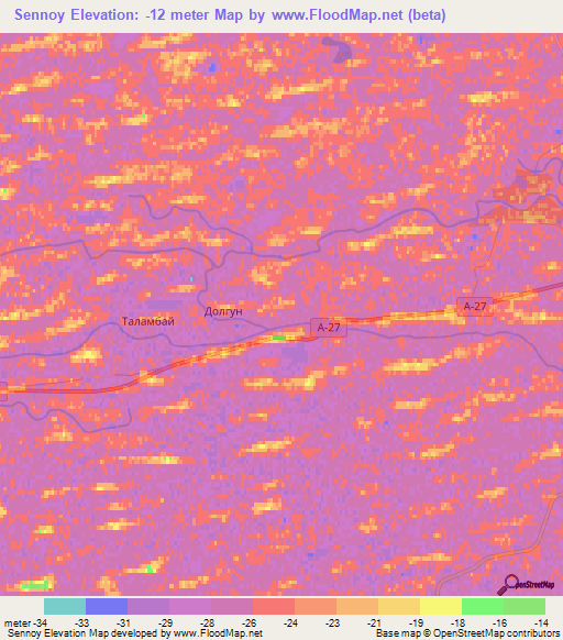 Sennoy,Kazakhstan Elevation Map
