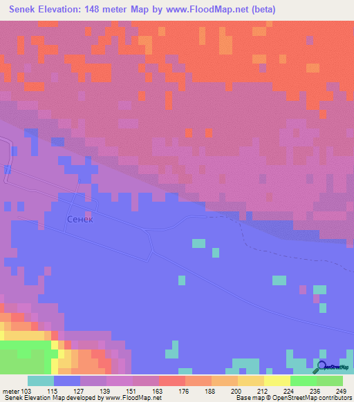 Senek,Kazakhstan Elevation Map