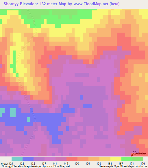 Sbornyy,Kazakhstan Elevation Map