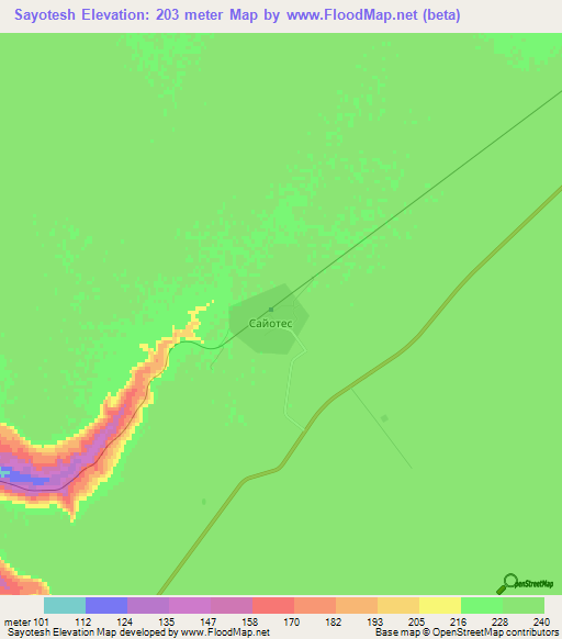Sayotesh,Kazakhstan Elevation Map