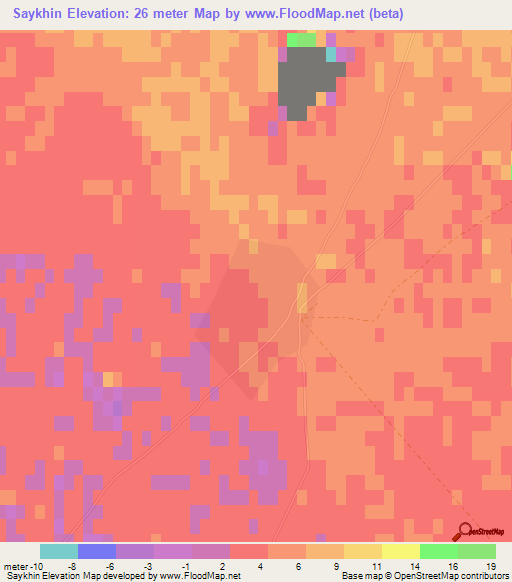 Saykhin,Kazakhstan Elevation Map