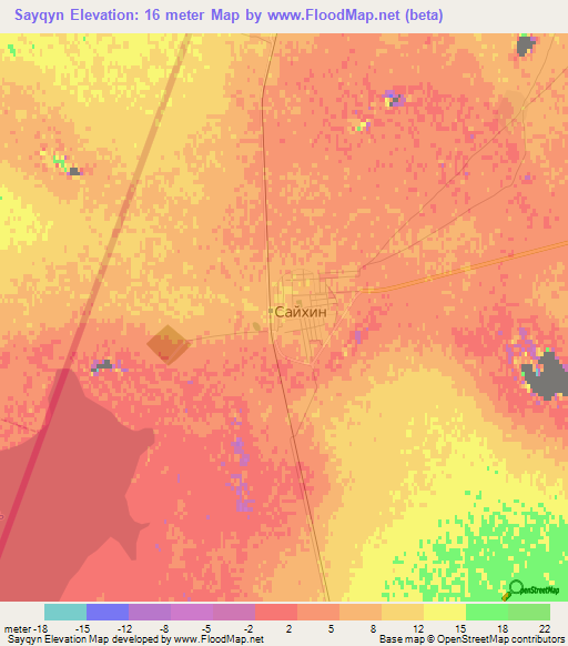 Sayqyn,Kazakhstan Elevation Map
