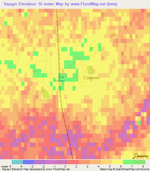 Sayqyn,Kazakhstan Elevation Map