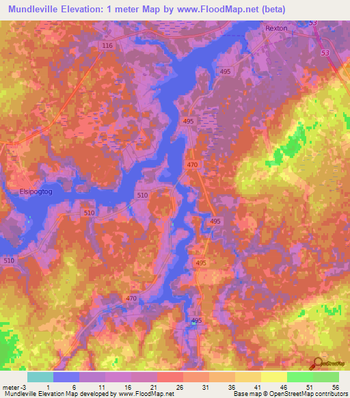 Mundleville,Canada Elevation Map