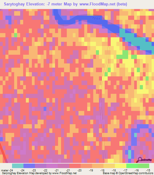 Sarytoghay,Kazakhstan Elevation Map