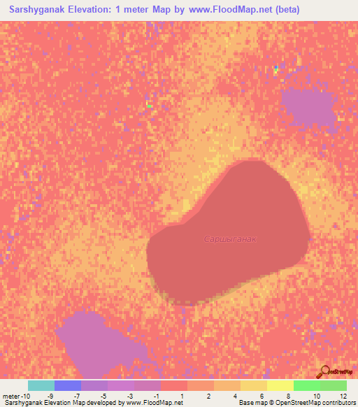Sarshyganak,Kazakhstan Elevation Map