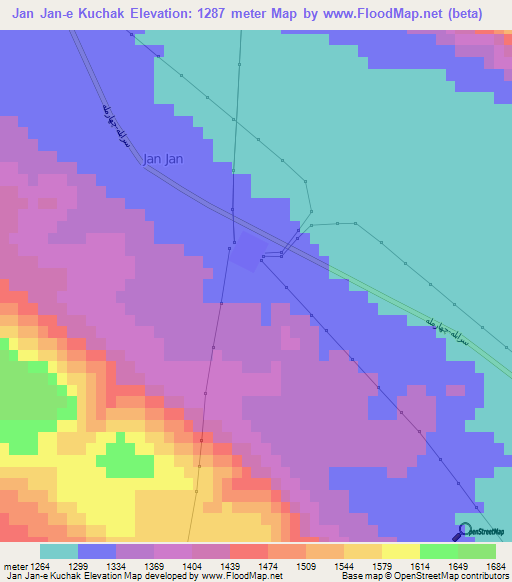 Jan Jan-e Kuchak,Iran Elevation Map