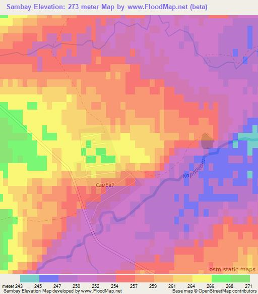 Sambay,Kazakhstan Elevation Map