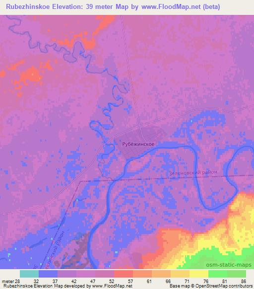 Rubezhinskoe,Kazakhstan Elevation Map