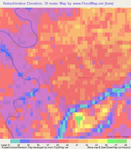 Rubezhinskoe,Kazakhstan Elevation Map