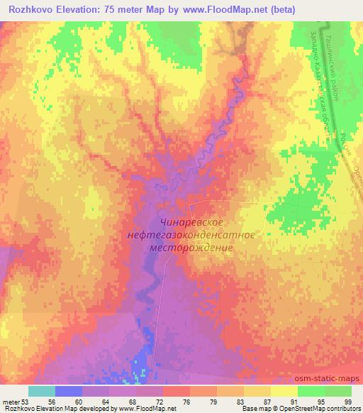 Rozhkovo,Kazakhstan Elevation Map