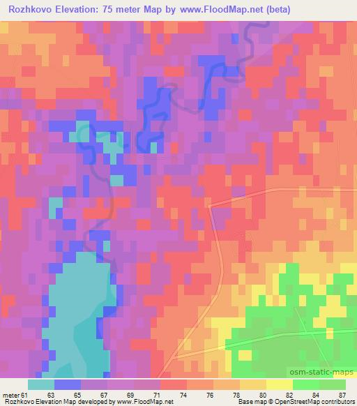 Rozhkovo,Kazakhstan Elevation Map