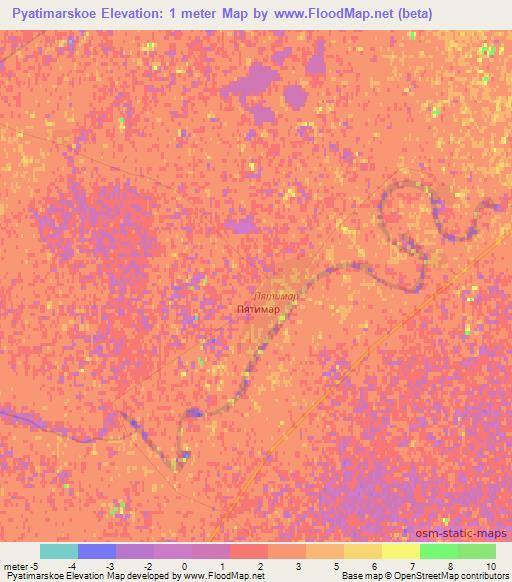 Pyatimarskoe,Kazakhstan Elevation Map