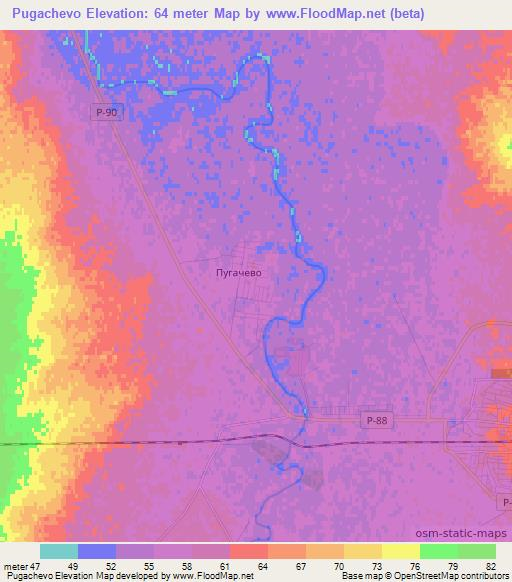 Pugachevo,Kazakhstan Elevation Map