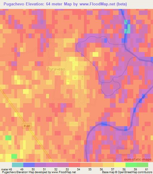 Pugachevo,Kazakhstan Elevation Map