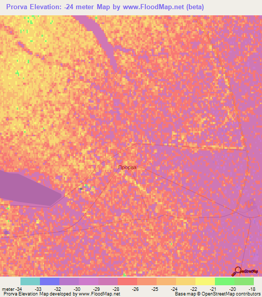 Prorva,Kazakhstan Elevation Map