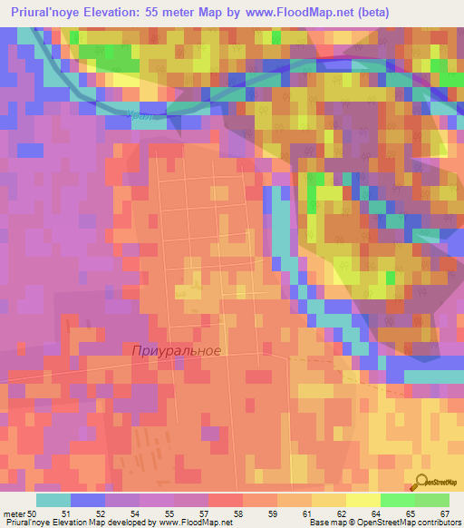 Priural'noye,Kazakhstan Elevation Map