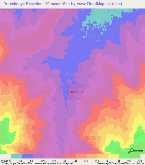 Prirechnoye,Kazakhstan Elevation Map