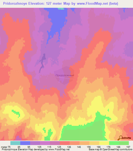 Pridorozhnoye,Kazakhstan Elevation Map