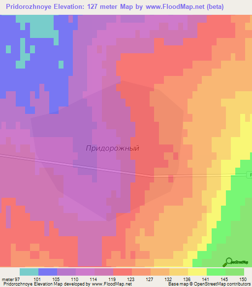 Pridorozhnoye,Kazakhstan Elevation Map
