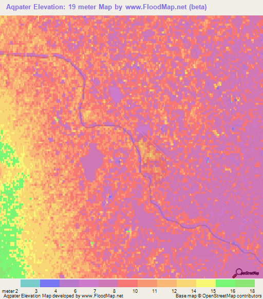 Aqpater,Kazakhstan Elevation Map