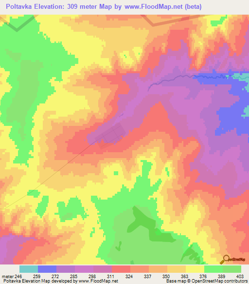 Poltavka,Kazakhstan Elevation Map