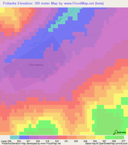 Poltavka,Kazakhstan Elevation Map