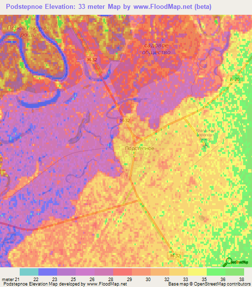 Podstepnoe,Kazakhstan Elevation Map