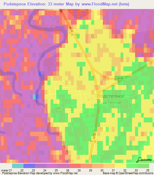 Podstepnoe,Kazakhstan Elevation Map