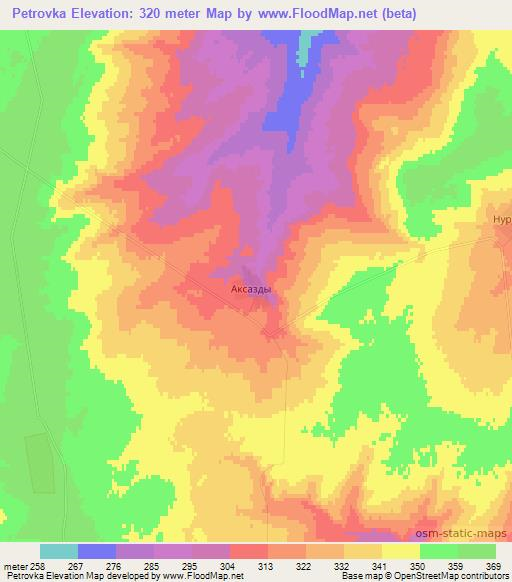 Petrovka,Kazakhstan Elevation Map