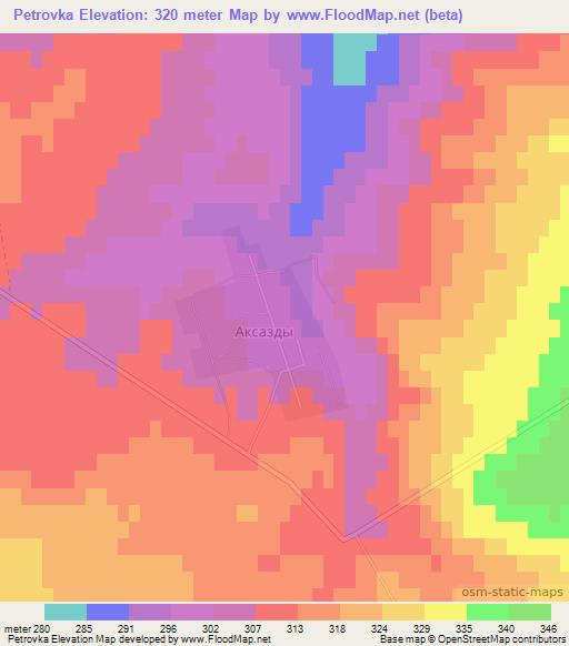 Petrovka,Kazakhstan Elevation Map