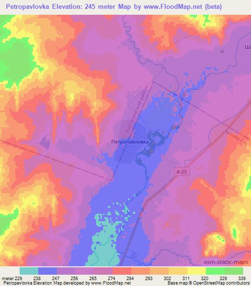 Petropavlovka,Kazakhstan Elevation Map