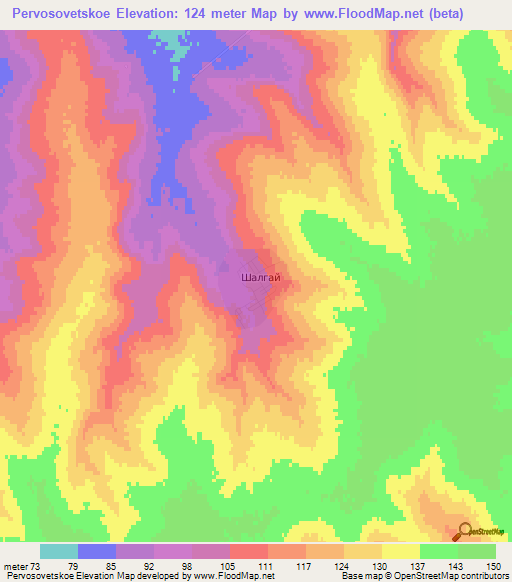 Pervosovetskoe,Kazakhstan Elevation Map