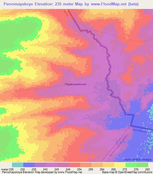 Pervomayskoye,Kazakhstan Elevation Map