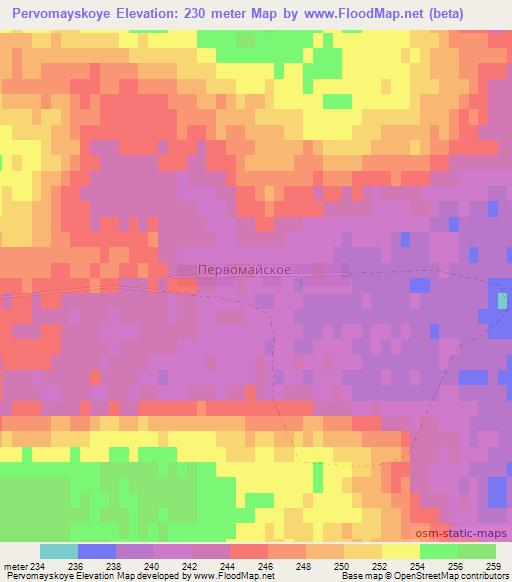 Pervomayskoye,Kazakhstan Elevation Map