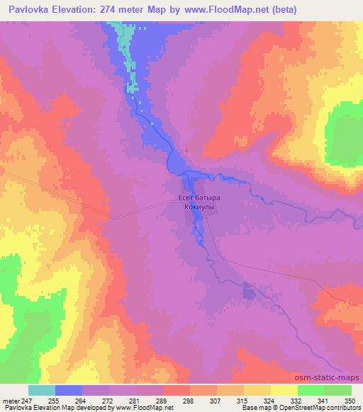 Pavlovka,Kazakhstan Elevation Map