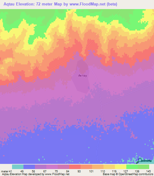 Aqtau,Kazakhstan Elevation Map