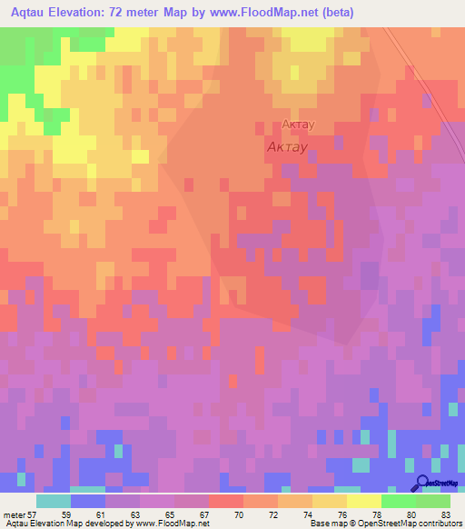 Aqtau,Kazakhstan Elevation Map