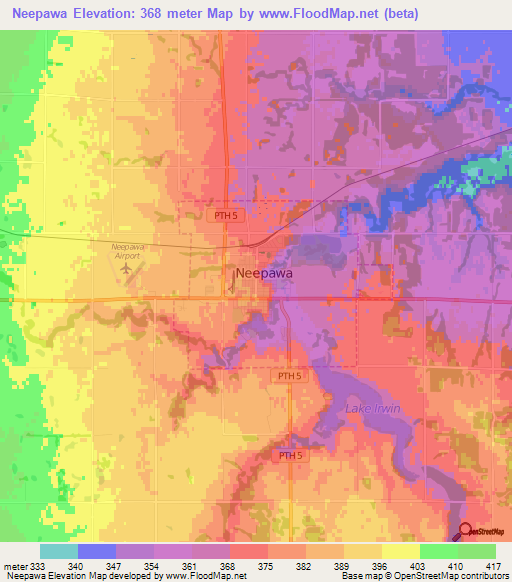 Neepawa,Canada Elevation Map