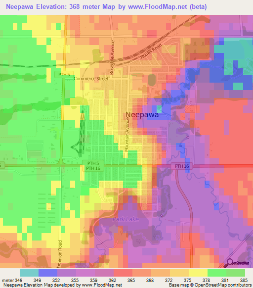 Neepawa,Canada Elevation Map