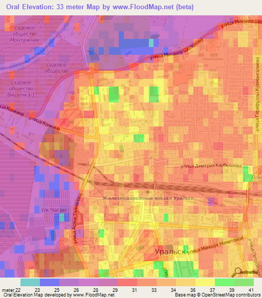 Oral,Kazakhstan Elevation Map