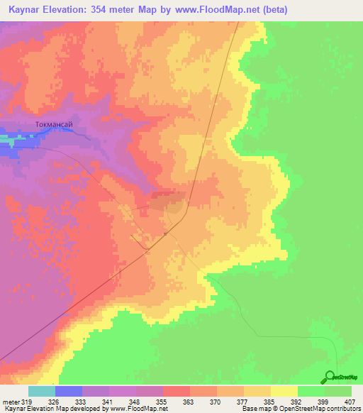 Kaynar,Kazakhstan Elevation Map