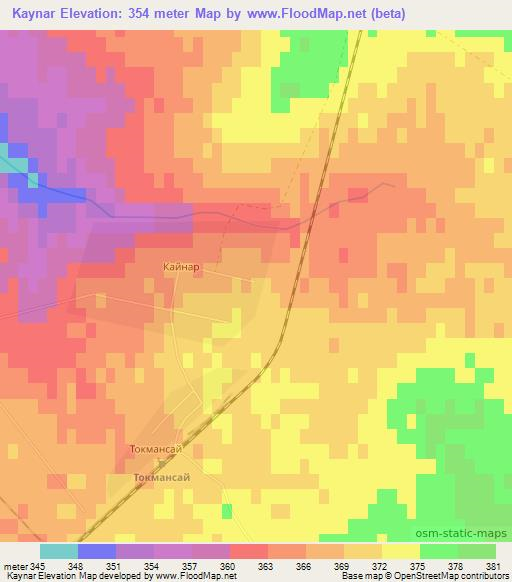 Kaynar,Kazakhstan Elevation Map